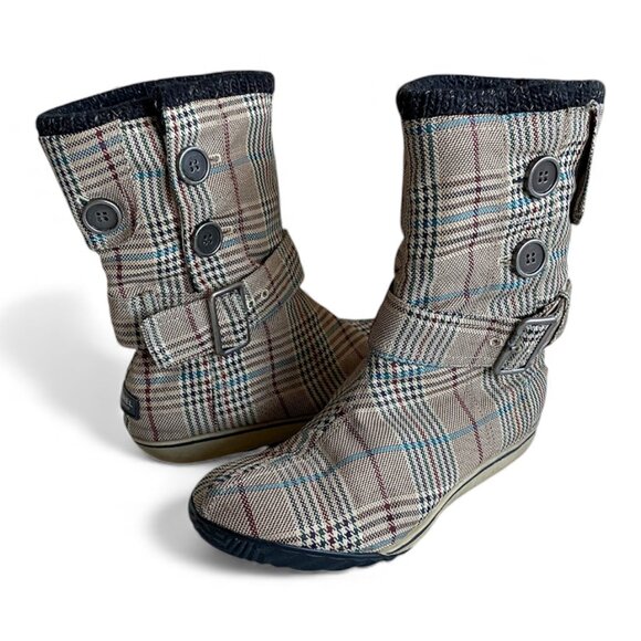 Sorelia Earhart 2011-12 Plaid Mid-Calf Boots Sz 8.5 - Picture 1 of 14